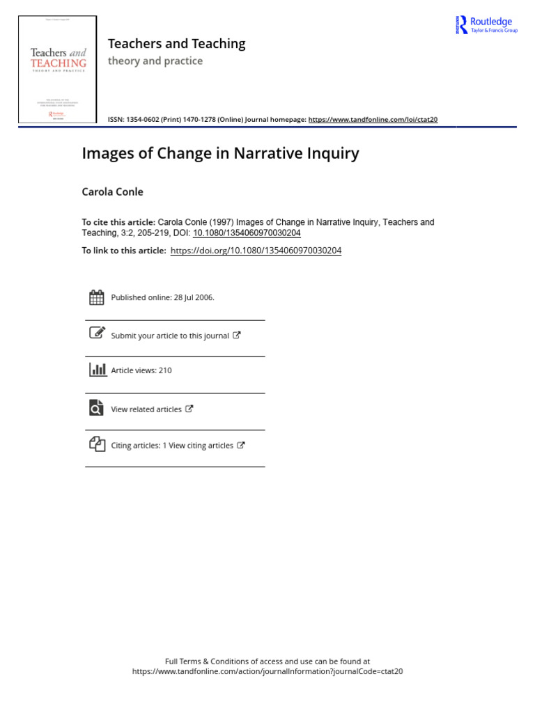 Narrative Inquiry and Teacher Change | PDF | Narrative | Experience