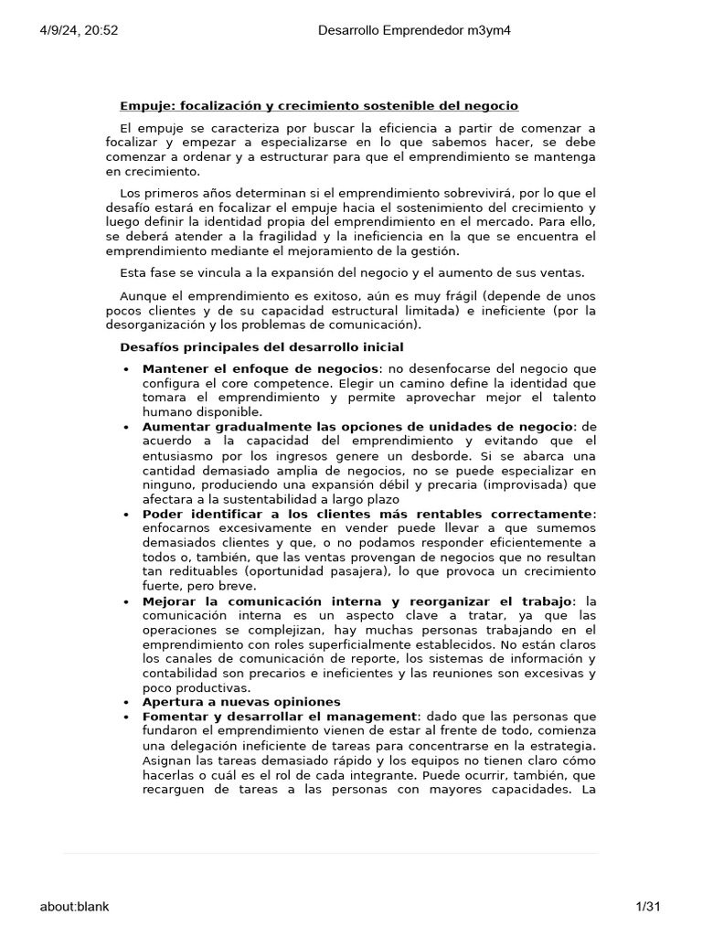 Desarrollo Emprendedor M3ym4 | PDF | Iniciativa empresarial ...
