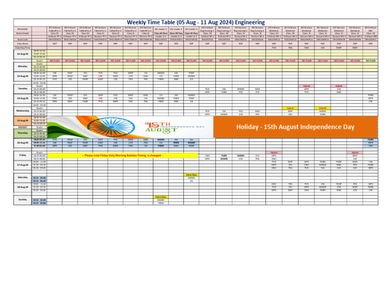1 NSP Time Table JEE - 120824-180824 | PDF