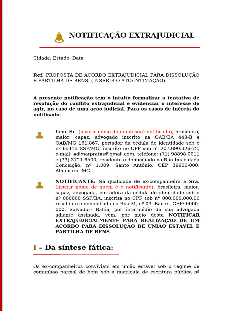 NOTIFICAÇÃO EXTRAJUDICIAL - Kit de Peças Ana Grazi | PDF