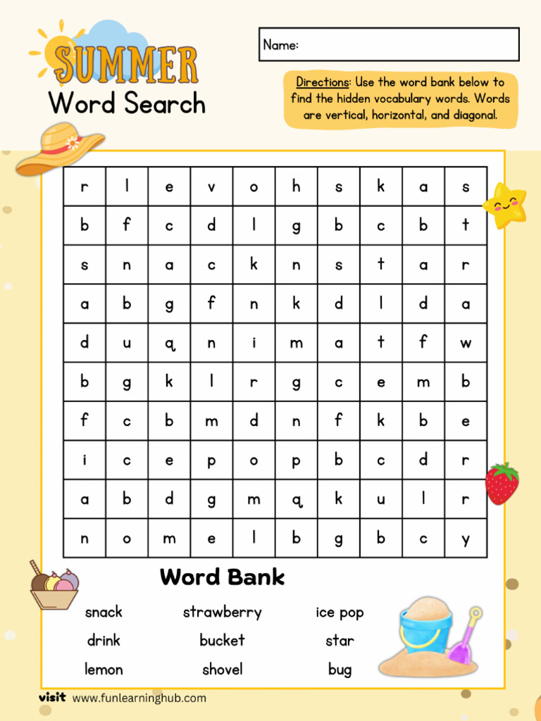 Summer Word Search 5 | PDF