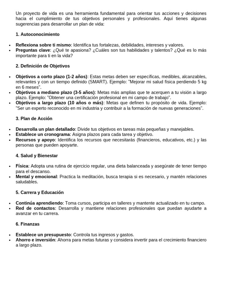 Plan de Vida | PDF | Crecimiento personal y profesional | Estilo de vida