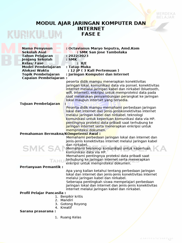 Modul Ajar Jaringan Komputer Dan Jaringan (Elemen 4) | PDF