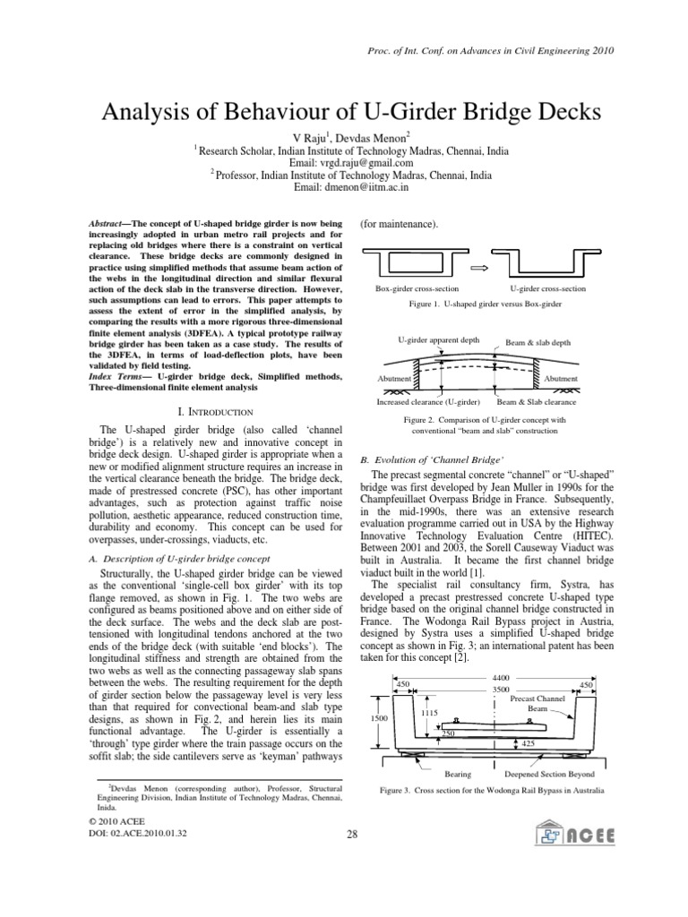 Anlysis of U Girder Bridge Decks | PDF | Bending | Beam (Structure)