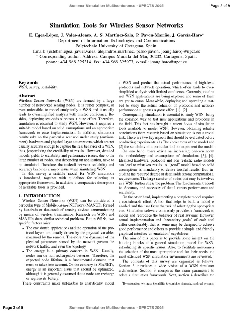 Simulation Tools For Wireless Sensor Networks | PDF | Wireless Sensor ...