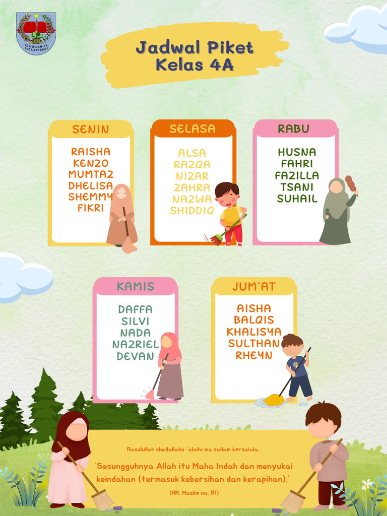 Hijau Dan Kuning Ilustrasi Ceria Jadwal Pelajaran Dokumen A4 PDF | PDF