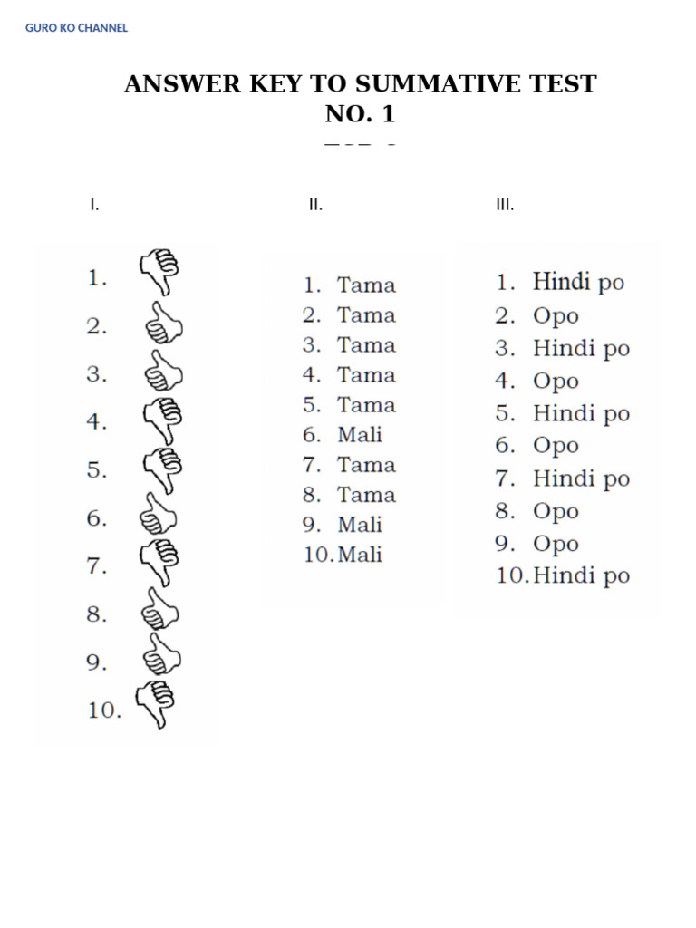 Grade 6 Answer Key | PDF