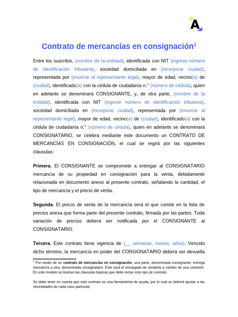VA21 Contrato Mercancias en Consignacion | PDF | Póliza de seguros ...