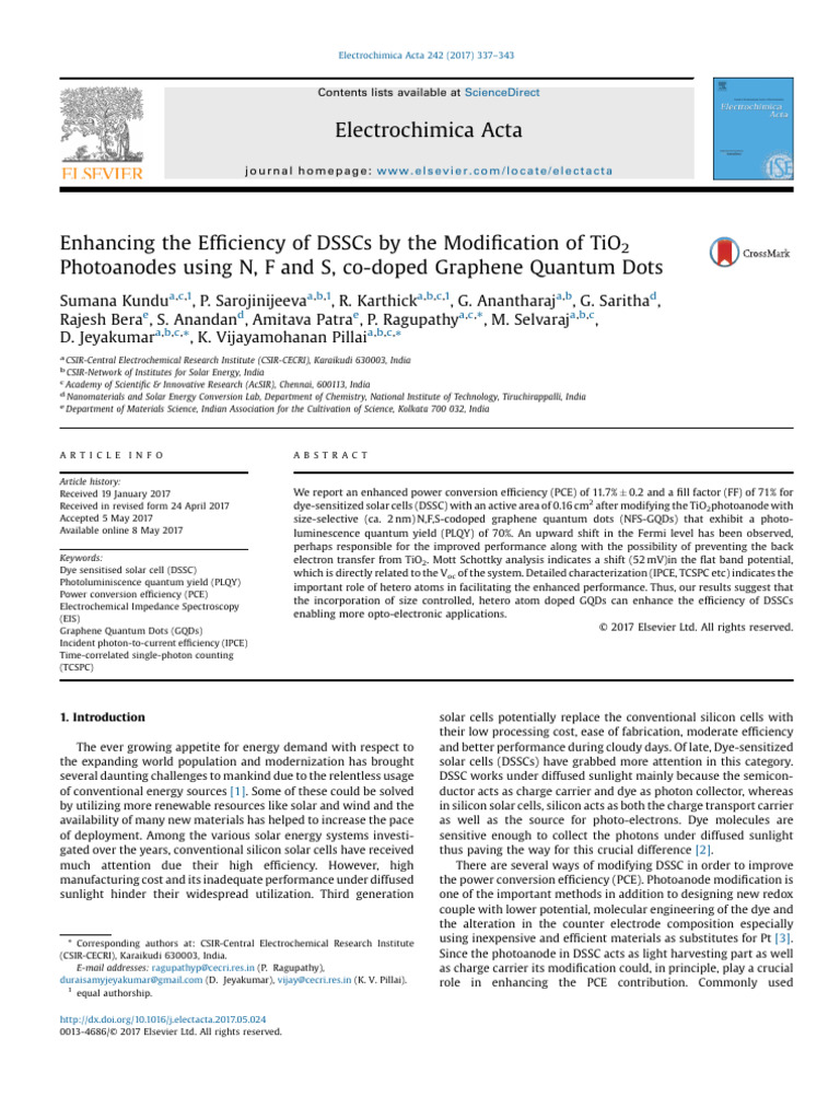 Enhancing The Efficiency of DSSCs by The Modification of TiO2 2017 ...