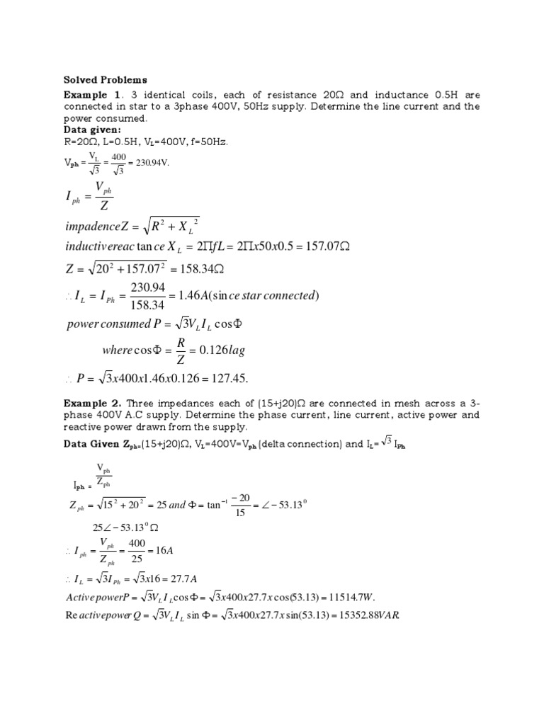 3 - PHASE Solved Problems | PDF | Ac Power | Physical Quantities