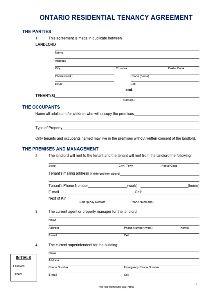 Ontario Tenant Agreement | PDF