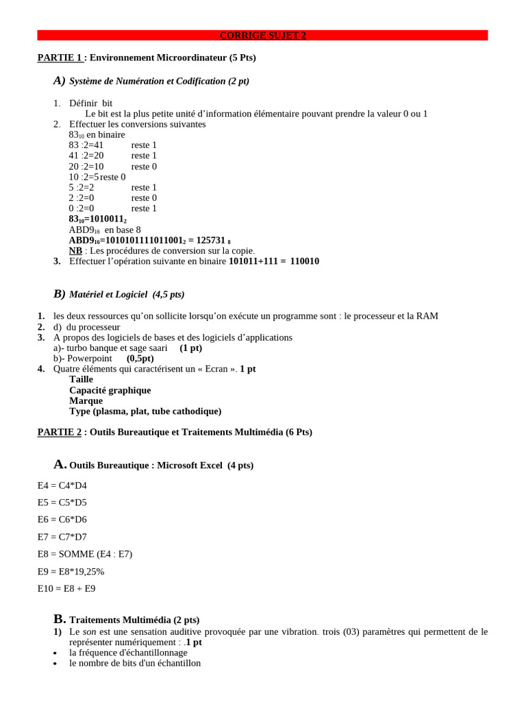 Corrigé Sujet Informatique 2 | PDF | Mémoire (informatique) | Programme ...