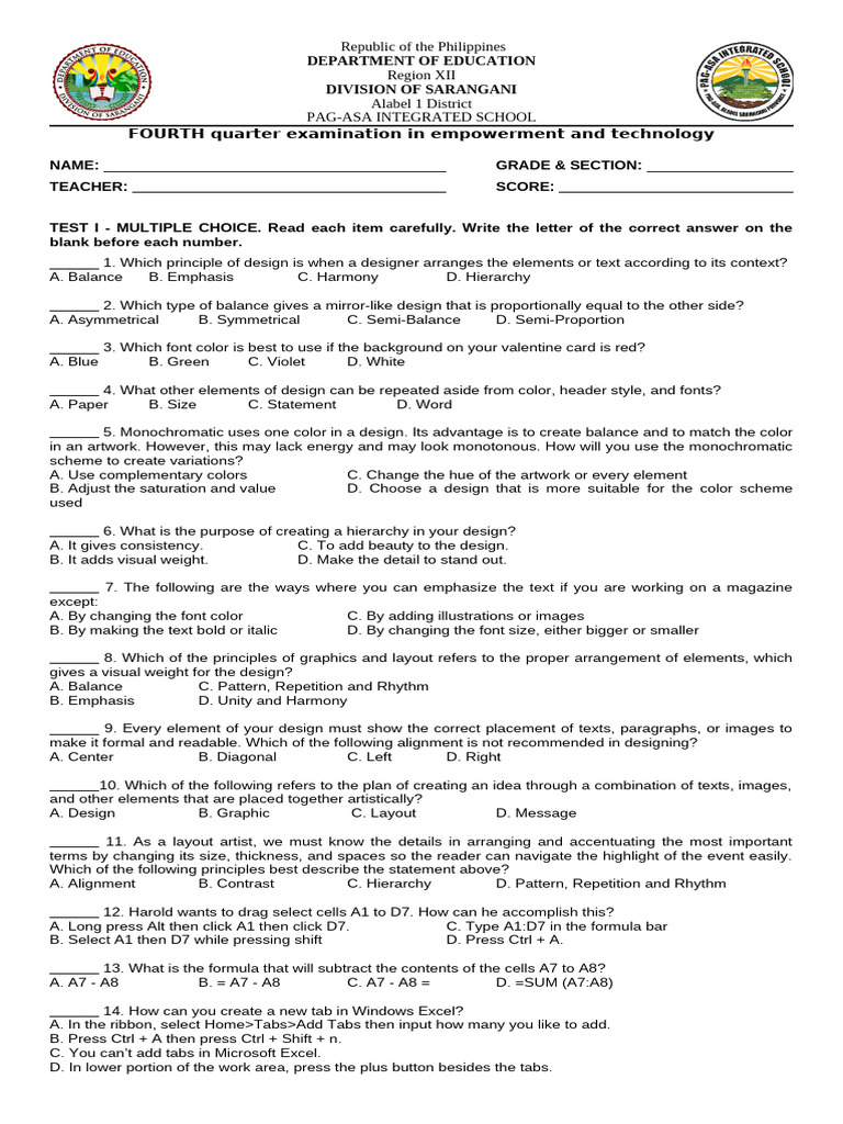 Exam in Empowerment Technology 4TH Quarter | PDF