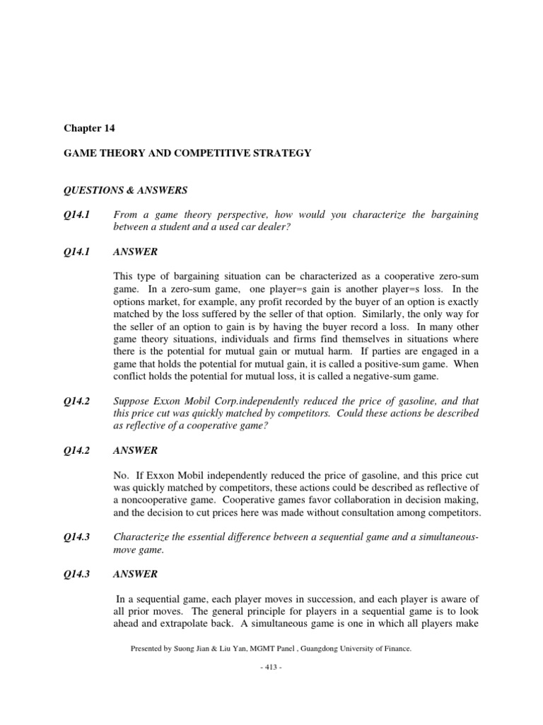 Chapter 14 | PDF | Game Theory | Competition