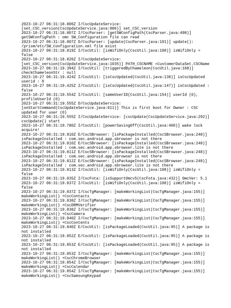 CSC Update Log | PDF