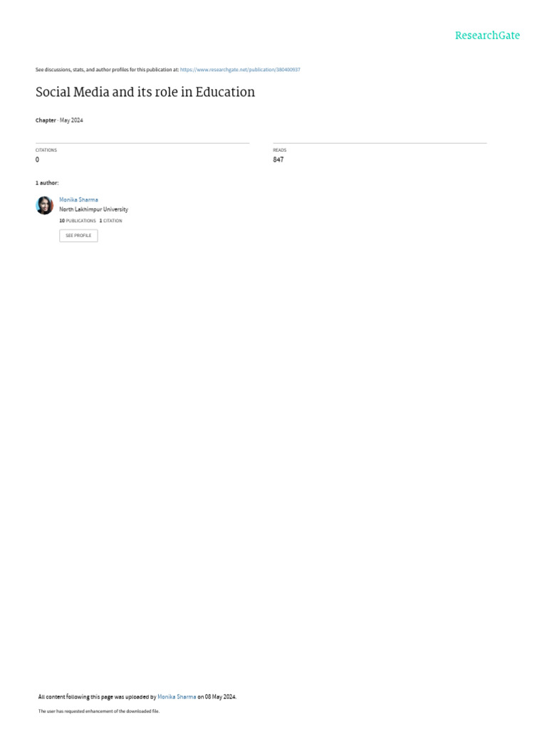 Social Media and Its Role in Education | PDF