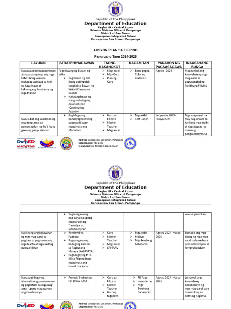 Action-Plan Filipino | PDF