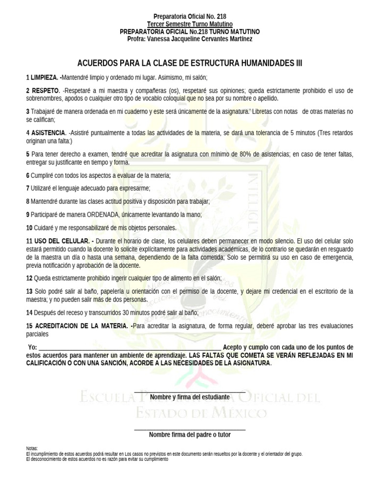 Acuerdos De Clase Pdf