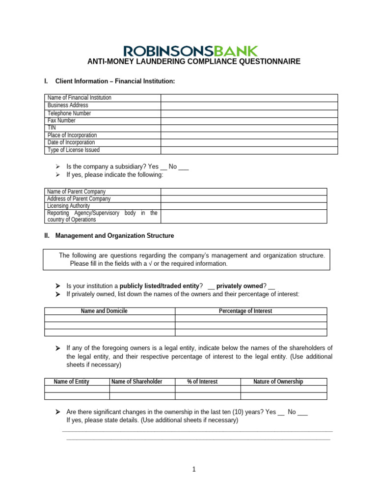 5.RBC AMLA Questionnaire | PDF