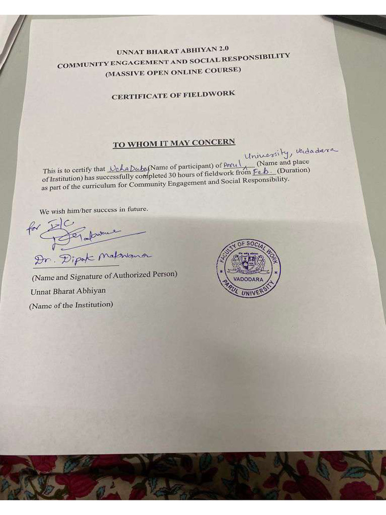 Fieldwork Certificate | PDF