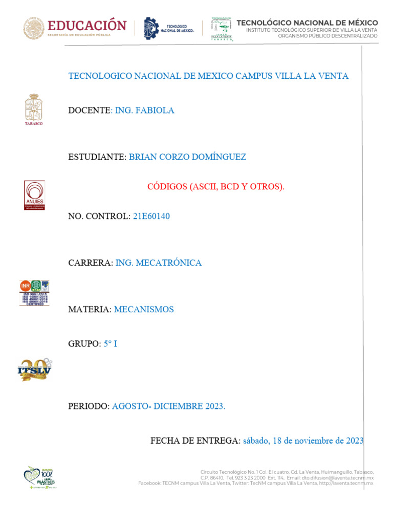 Códigos ASCII y BCD en Sistemas Digitales | PDF | Ascii | Hogar ...