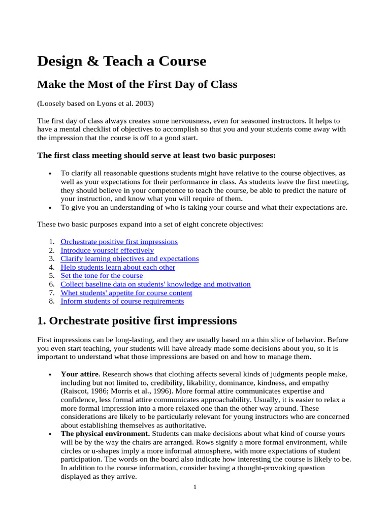 4 Make The Most of The First Day of Class | PDF