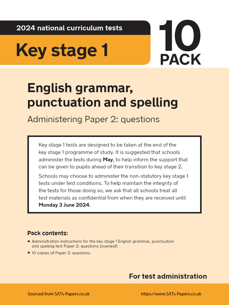 ks1 English 2024 English Reading Paper 2 Administration Guide | PDF
