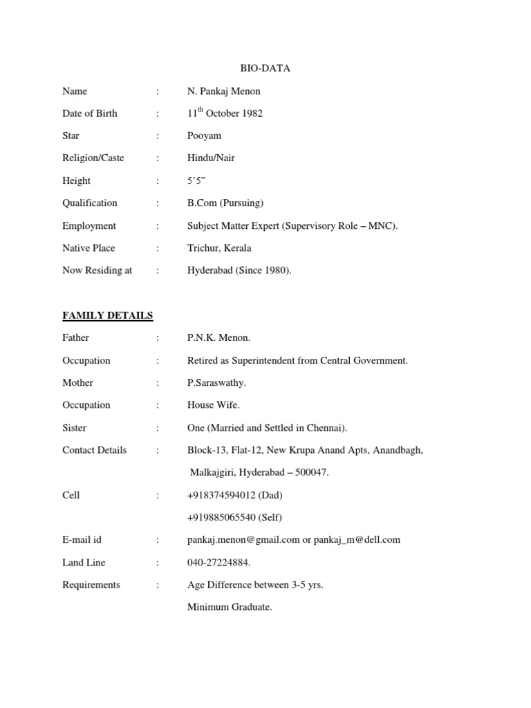 Bio Data | PDF