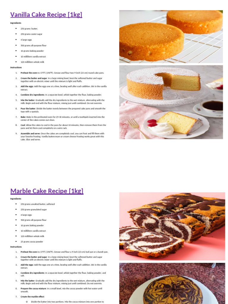 1kg Cake Recipes Collection PDF | PDF | Cakes | Cooking, Food & Wine