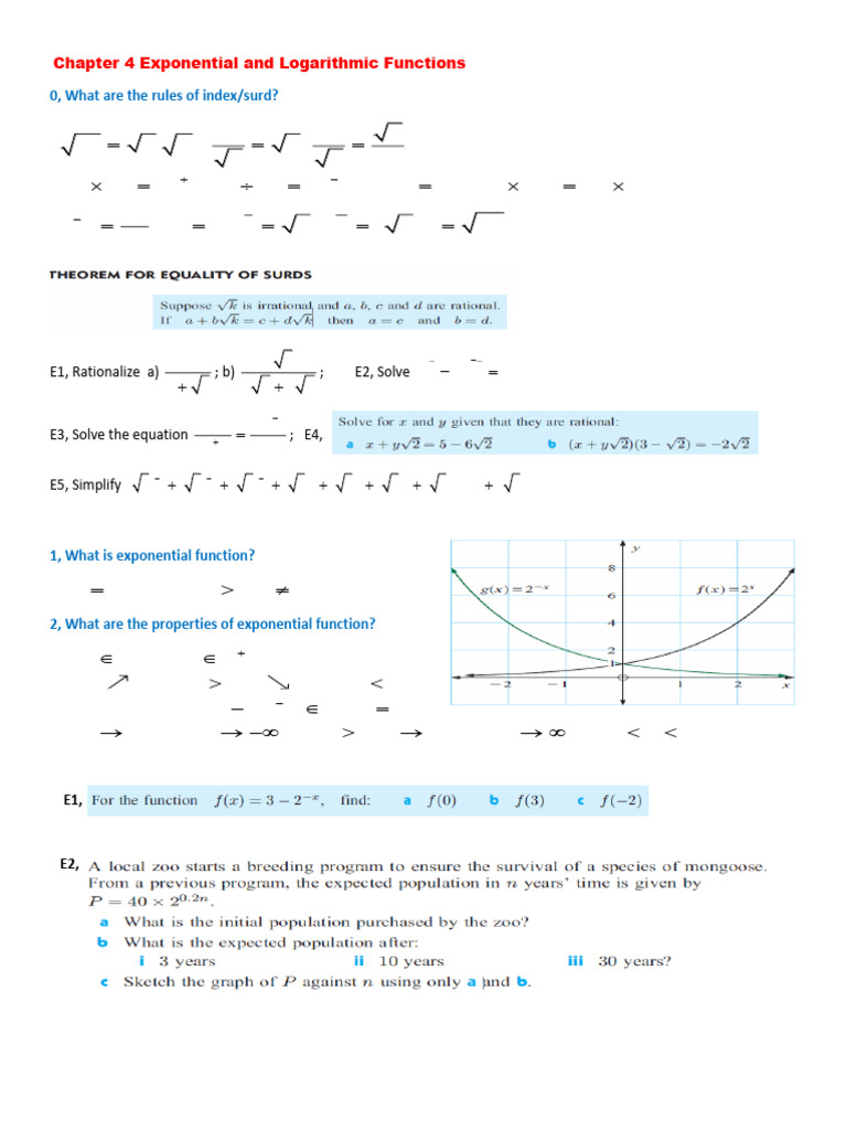 Chapter 4 Exponetial and Logarithmic Functions | PDF