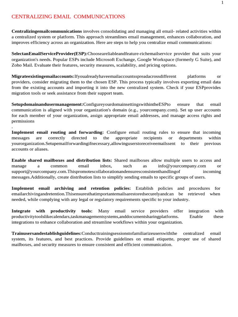 Centralizing Email Communication Strategies | PDF | Cloud Computing ...