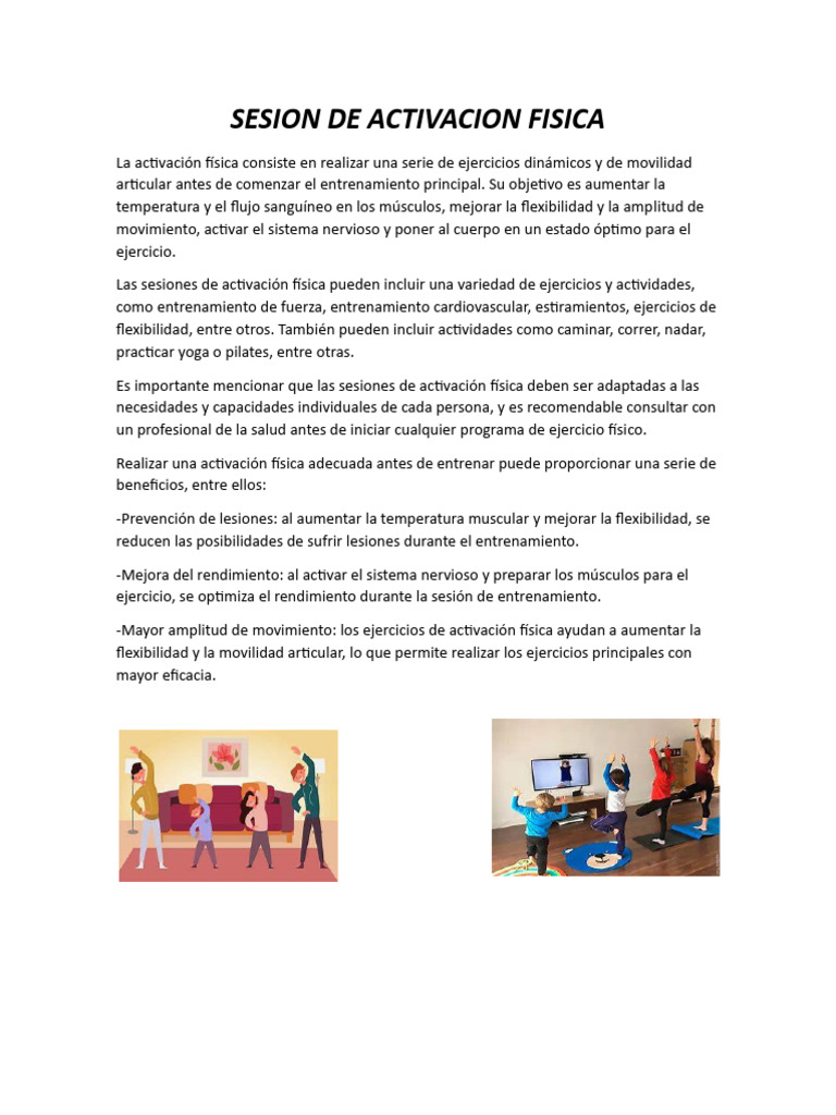 Sesion de Activacion Fisica | PDF
