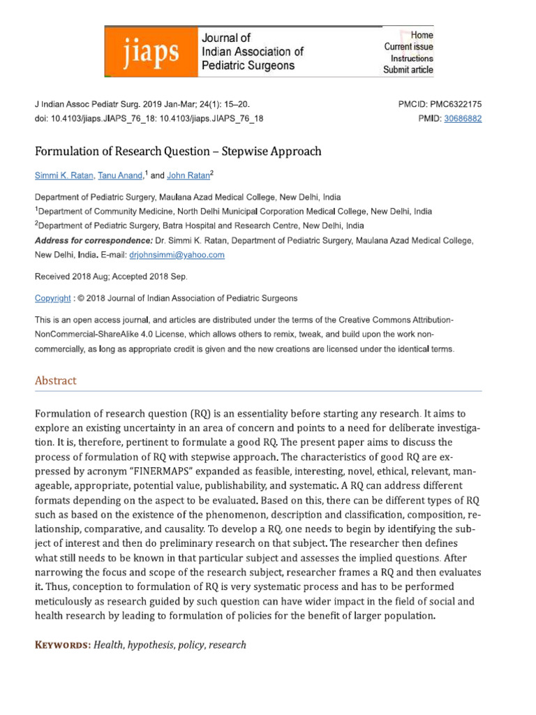Ch 02 formulation of research question stepwise approach pdf