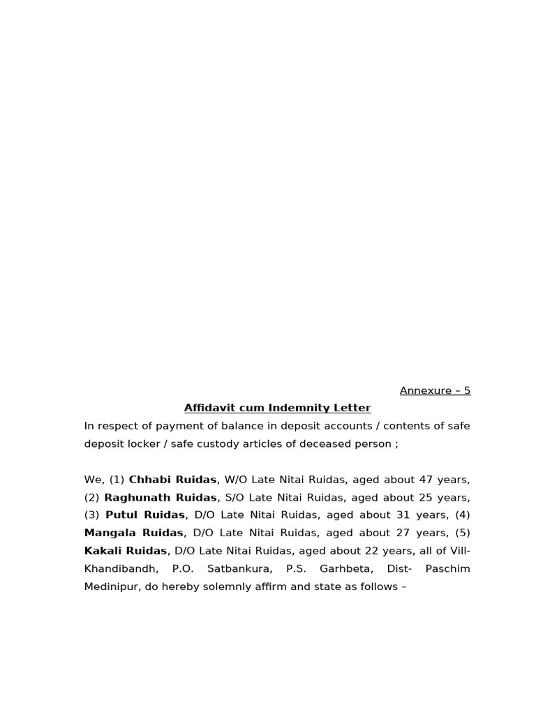 Annexure (5) - Aff. Ind. Letter - Chabi Ruidas | PDF