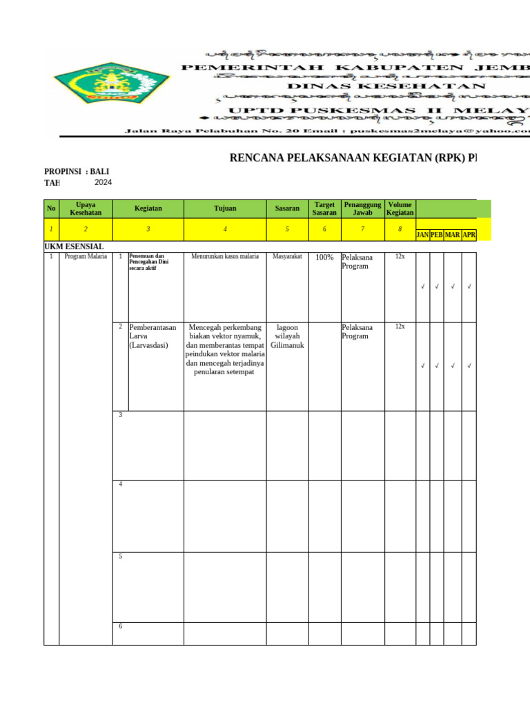 Format Rpk Tahunan Dan Bulanan Fix Evi Pdf