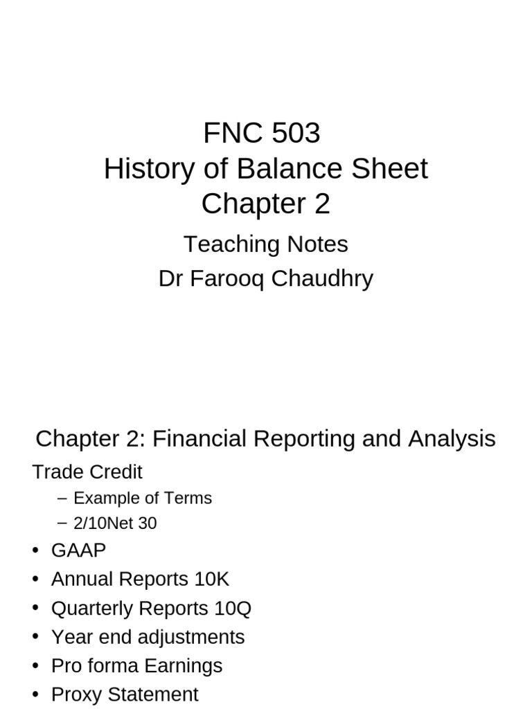 HISTORY OF BALANCE SHEET Chapter 2 | PDF