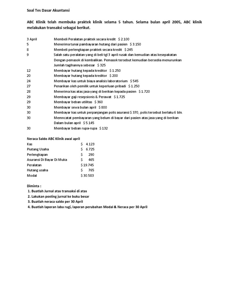 Soal Tes Dasar Akuntansi