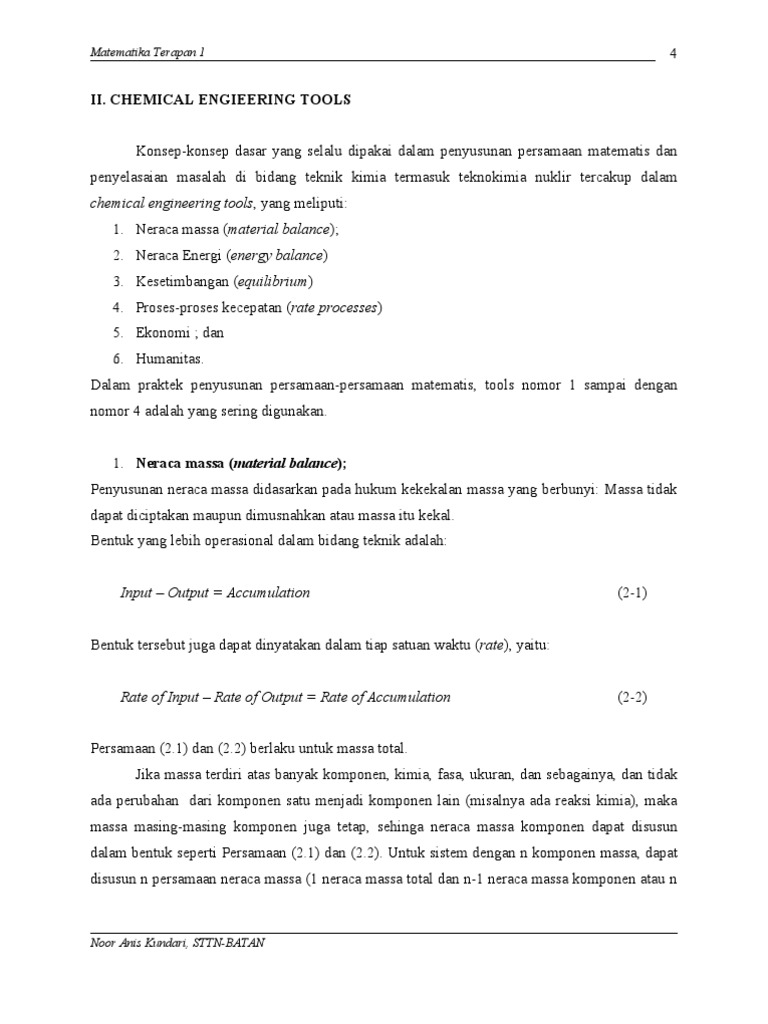 Bab 2 Chemical Engineering Tools | PDF