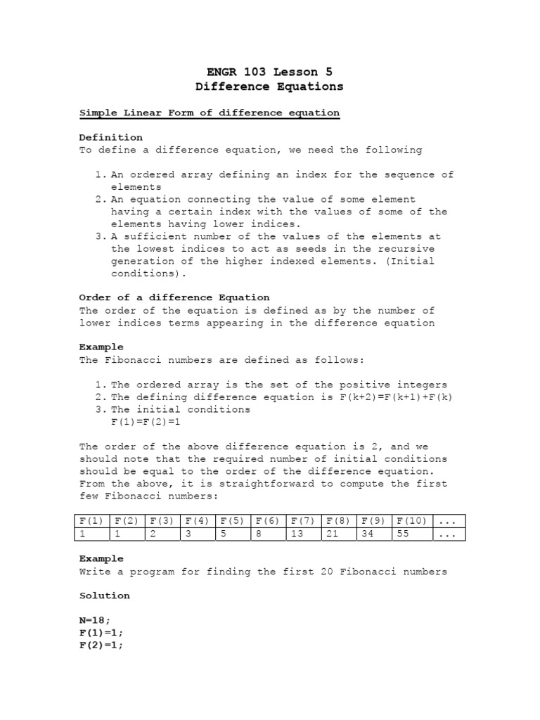 Difference equations pdf