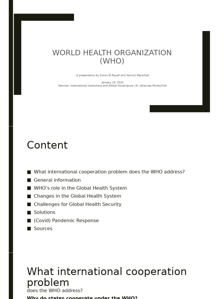 World Health Organization (WHO) | PDF