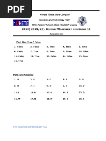 Answer Key History GR 11