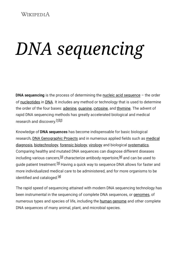 Overview of DNA Sequencing Techniques | PDF | Dna Sequencing | Dna