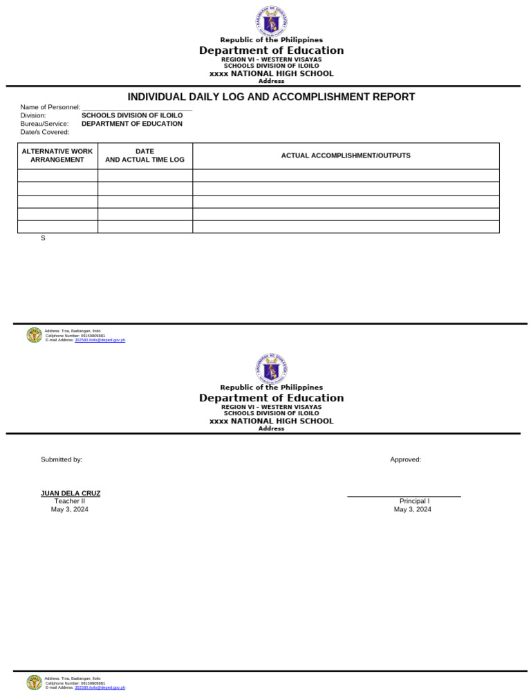 Individual Daily Log and Accomplishment Report | PDF