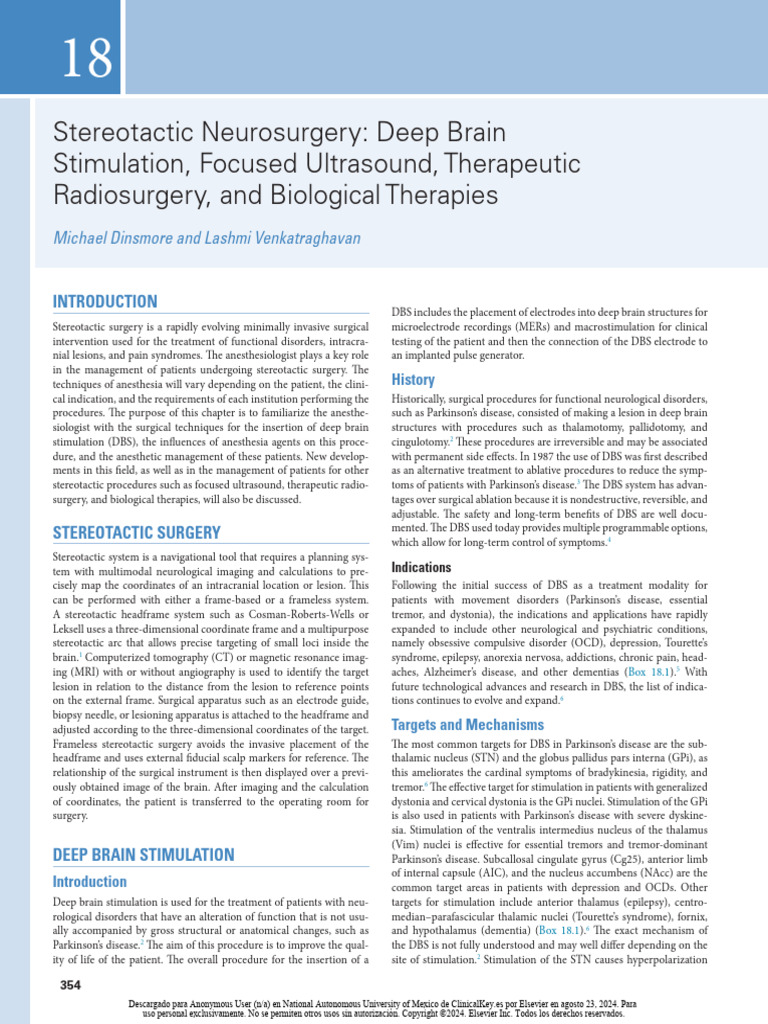 Stereotactic Neurosurgery Deep Brain Stimulation, Focused Ultrasound
