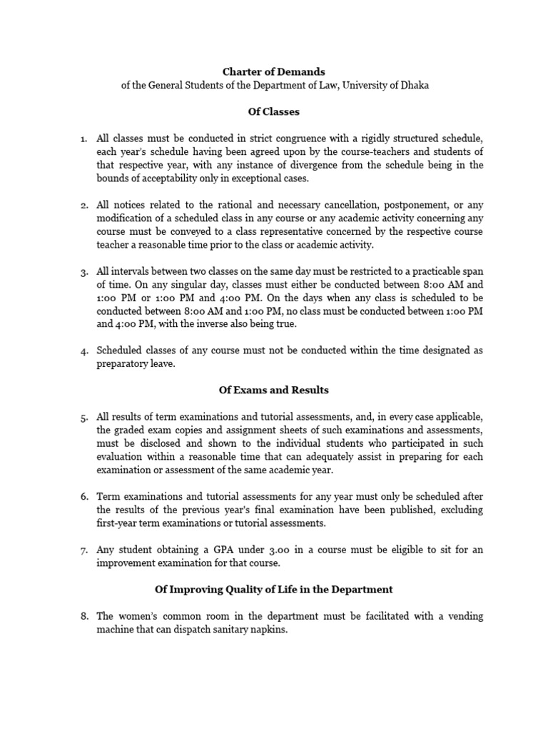 Charter of Demands | PDF