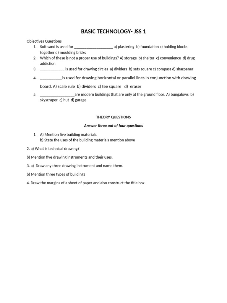 Basic Technology - Jss 1 Midterm Exam | PDF
