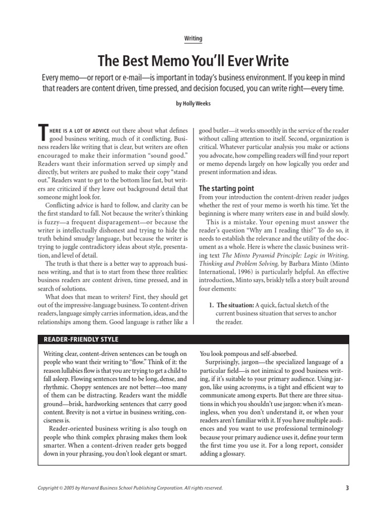 The Best Memo You'll Ever Write | PDF