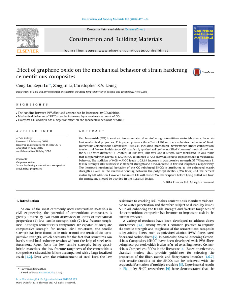 Effect of Graphene Oxide On The Mechanical Behavior of Strain Hardening ...