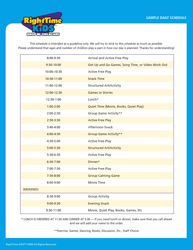Kids' Daily Activity Schedule | PDF
