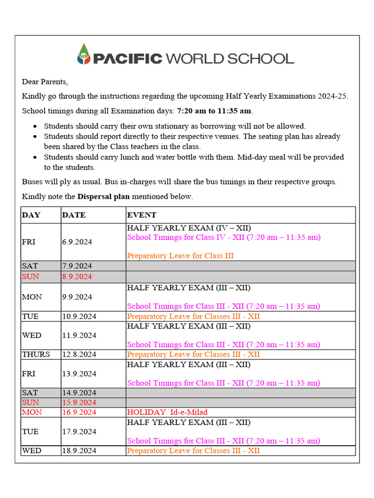 Hy Instructions and Dispersal Plan | PDF